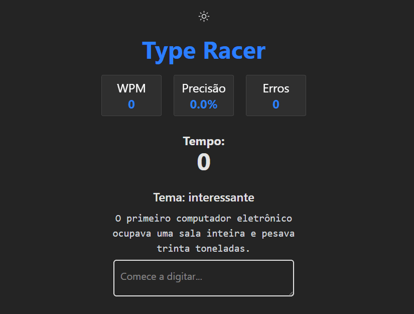 Print do projeto Type Racer